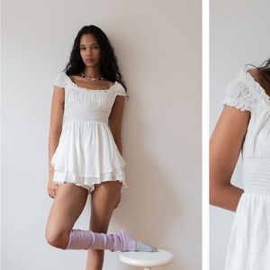UO Rosie smocked tiered ruffle romper